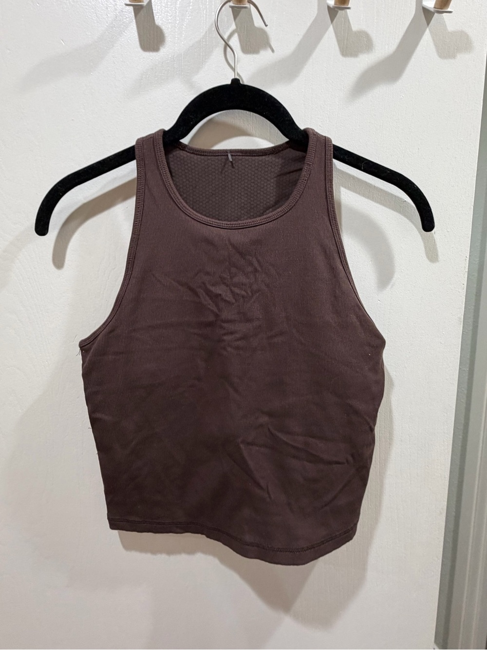 Vuori Chocolate Ribbed Tank - Dark Brown Sleeveless